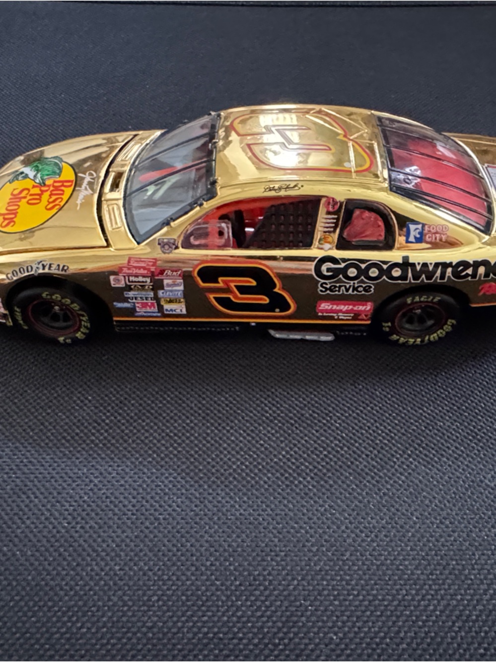 Bass Pro Shops Gold and Black #3 Die-Cast Stock Car Toy